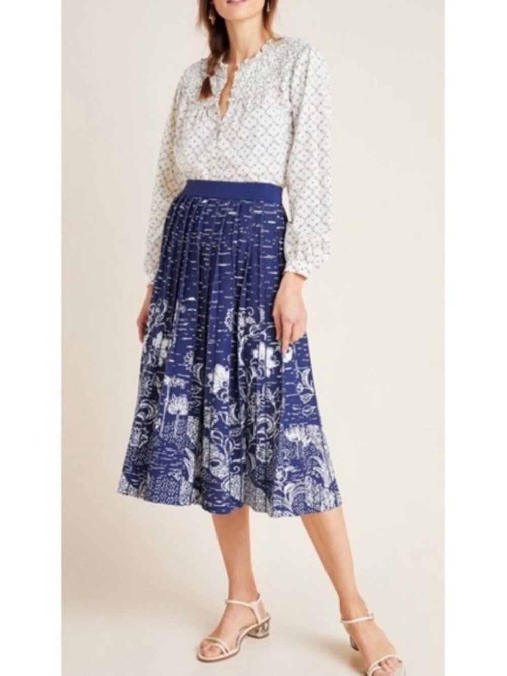 Anthropologie Haven Pleated Knit Midi Skirt